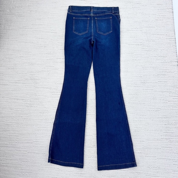SPANX Pullon Women’s L Tall Blue Jeans Flare Bootcut Dark Wash 70's inspired - Picture 3 of 10